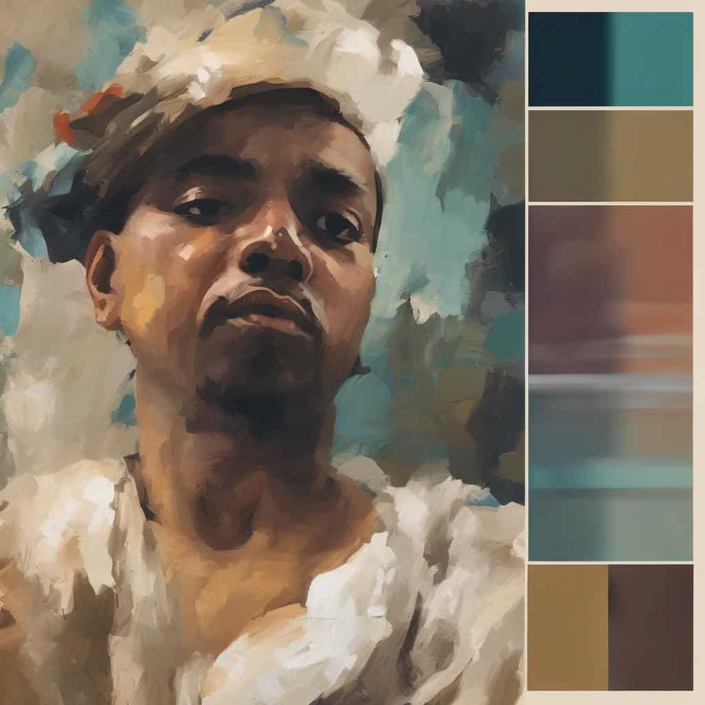 Ανθρώπινη πορτρέτο σε ζωγραφική εμπνευσμένη τέχνη, εκφραστική εικόνα από τον καλλιτεχνικό κόσμο.